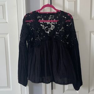 Black Free People long sleeve floral top